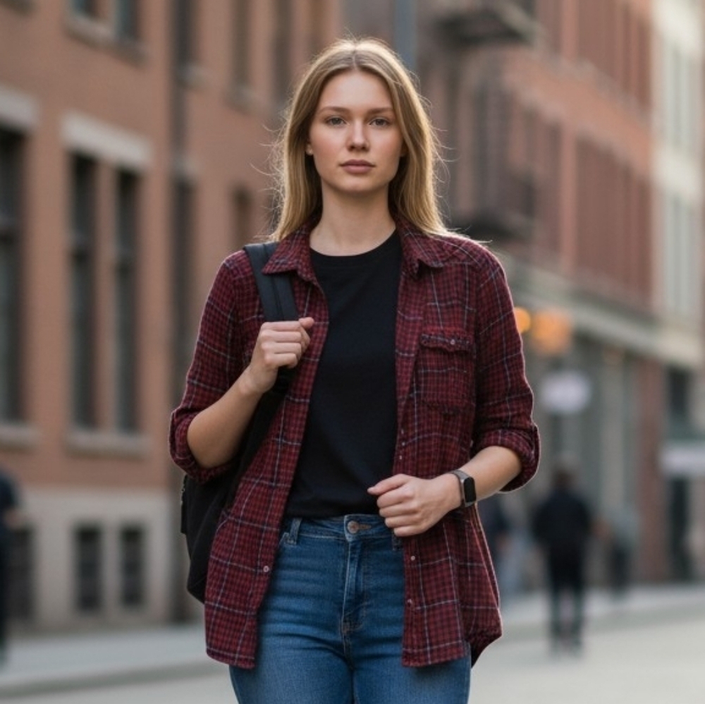 PAIGE Burgundy Plaid Button Down Shirt